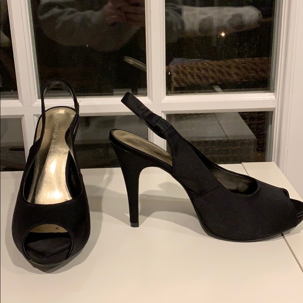 black open toed pumps